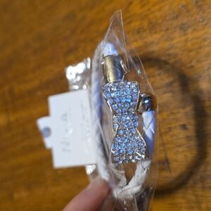 Nena Silver and White Bow Bracelet